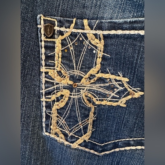 Jag Jeans Mid-Rise Bootleg Stretch Women’s Jeans Size 16 Embroidered Pockets - Picture 11 of 13